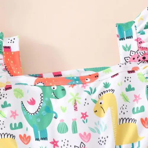 Miniatura 3 de Popshion Vestidos de niña con mangas con vuelo, vestido de verano para niños, fiesta de cumpleaños, sin mangas, vestido de 1 a 8 años