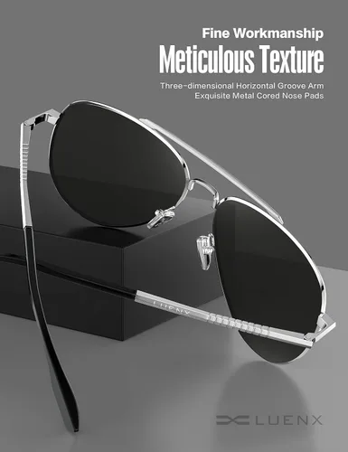 Miniatura 10 de LUENX, Aviator - Gafas de sol polarizadas, para hombres y mujeres, protección UV 400, con funda 60MM