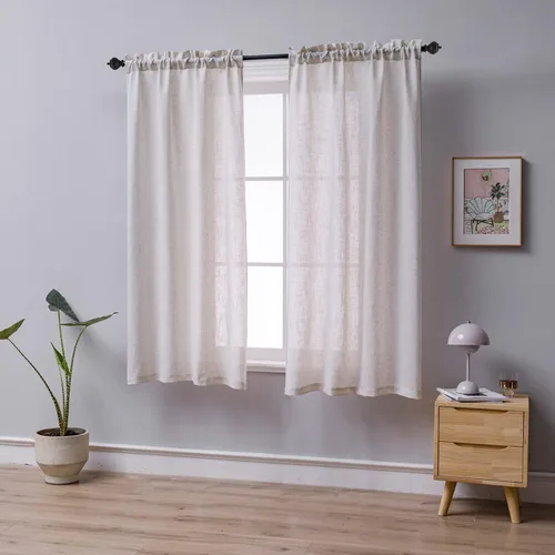 Miniatura 6 de Beda Home - Paneles de cortina con textura de lino para cocina, sala de estar, filtrado de luz, paneles cortos rústicos para ventanas pequeñas