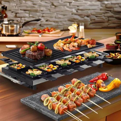 Miniatura 2 de Artestia Parrilla de queso raclette de gran tamaño de 1500 W, parrilla coreana de barbacoa de temperatura ajustable, raclette de queso con piedra