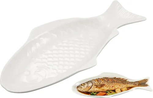 Kichvoe Frutero de cerámica para pavo, plato de sushi, plato de pescado, plato de cerámica para servir, platos decorativos para restaurantes y hogar
