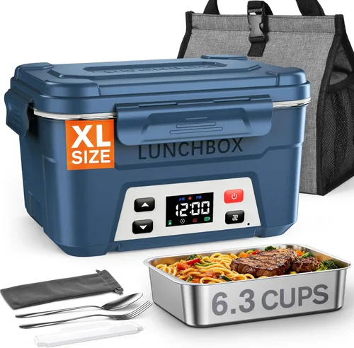 Miniatura 14 de EAST OAK Caja de almuerzo eléctrica inalámbrica para adultos, caja de almuerzo autocalentable recargable de 5.5 tazas - Calentamiento automático