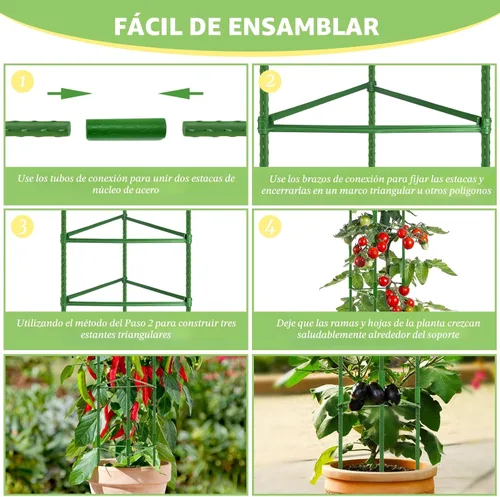 Miniatura 4 de Legigo Paquete de 6 jaulas de tomate para soporte de plantas de jardín, estacas de jardín de hasta 48 pulgadas, jaula de tomate para plantas en 6