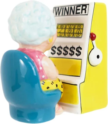 Miniatura 4 de Ebros Gift Casino Jackpot Ganador Máquina Tragamonedas Y Abuela Juego Reina Salero Y Pimentero Cerámica Estatuilla Magnética Set Cocina Comedor Mesa