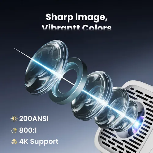 Miniatura 3 de Mini proyector inteligente portátil 1080P con WiFi 6 y Bluetooth, aplicaciones integradas y compatible con 4K, proyector de película Full HD nativo