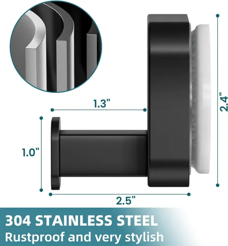 Miniatura 5 de TAILI Gancho grueso de succión de baño de acero inoxidable 304 para toalla, lufa, albornoz, soporte de ventosa fuerte patentado, gancho de pared