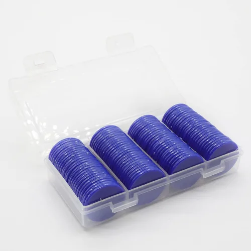 Miniatura 2 de juego de 100 fichas de aprendizaje de plástico opaco, mini fichas de póquer, fichas de juego con caja de almacenamiento (Azul, 2,54 cm)