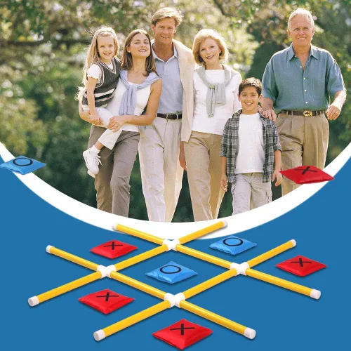Miniatura 7 de OTTARO Juego gigante de Tic Tac Toe para exteriores e interiores para la familia, juego de lanzamiento de bolsas de frijoles al aire libre