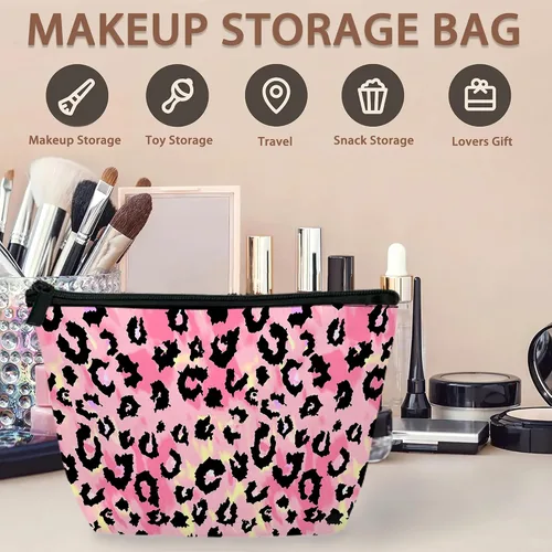 Miniatura 2 de Bolsa de maquillaje con hojas de plátano, bolsas de cosméticos para mujer, mini bolsas portátiles de viaje con flores tropicales, neceser