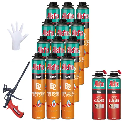 Miniatura 10 de Akfix 840P Espuma de Poliuretano Expansiva Ignirresistente en Aerosol (1x25.3 Oz.) - Espuma de Sellado Naranja para Ventanas y Puertas, Pinturizable