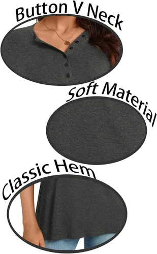 Miniatura 6 de CATHY Camisas elegantes de manga corta para mujer, estilo casual, con botones, cuello en V, holgadas