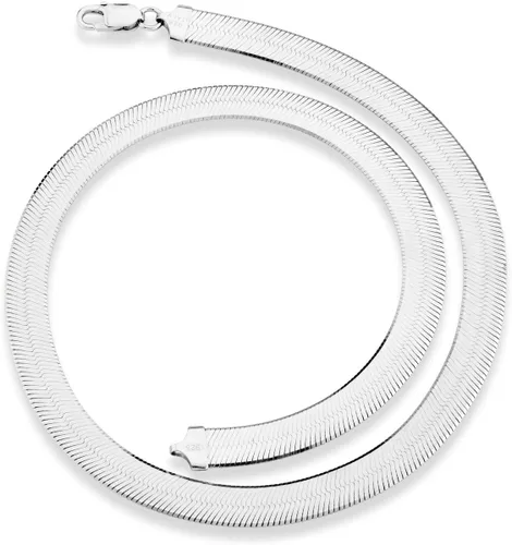 Miniatura 3 de Miabella Solid 925 Sterling Silver Italian 10mm Flat Herringbone Chain Necklace for Women, Made in Italy
