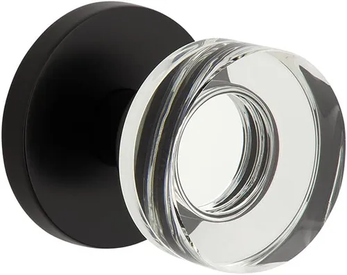 Viaggio 622583 Pomo Circolo de cristal con roseta negra satinada para diestros, fondo de privacidad: 2-3/4" Negro satinado