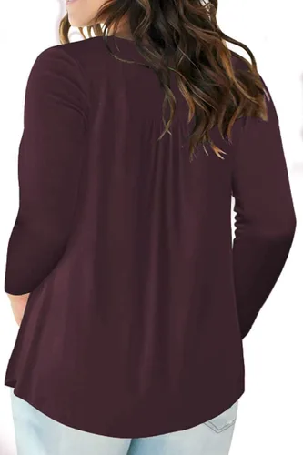 Miniatura 2 de VISLILY - Camisas Henley de manga larga con botones para mujer, talla extragrande, blusas plisadas tipo túnicas
