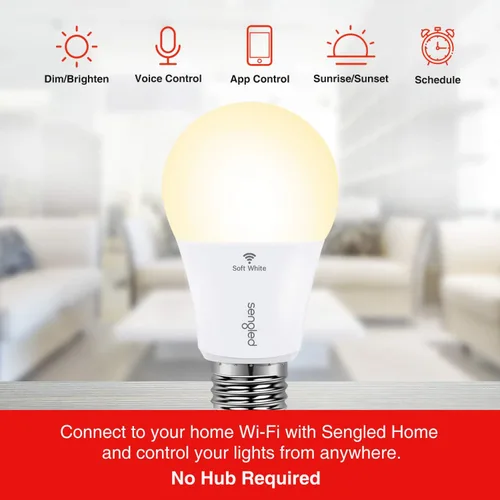 Miniatura 3 de Bombilla de Luz Inteligente Sengled, Bombillas de Luz WiFi que Funcionan con Google Home, No Requiere Hub, Bombilla de Luz LED Inteligente A19