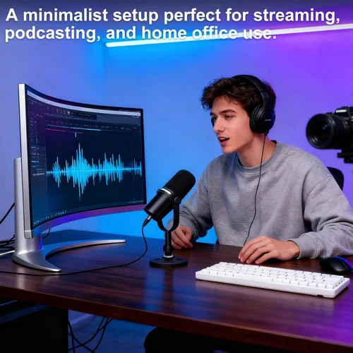 Miniatura 7 de Soporte de micrófono de escritorio para Shure MV7/MV7+, base de micrófono desmontable de perfil bajo premium con tuerca de bloqueo, soporte