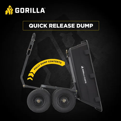 Miniatura 3 de Gorilla Carts Carro Volquete de Patio de Polietileno Resistente, Tina de 6 Pies Cúbicos, Capacidad de Transporte de 1200 Libras, Color Negro – Carro