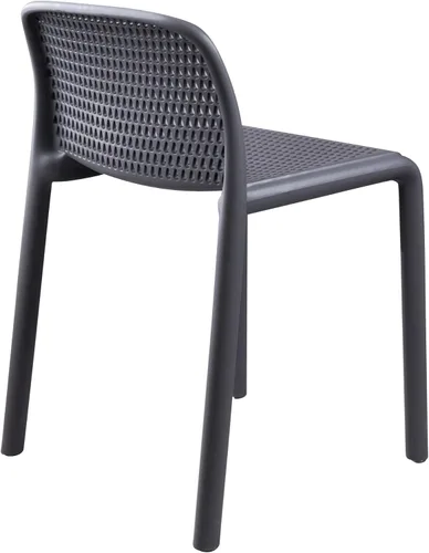 Miniatura 6 de CozyBlock Punch - Silla de comedor apilable perforada para interior y exterior, juego de 2 unidades (gris oscuro)