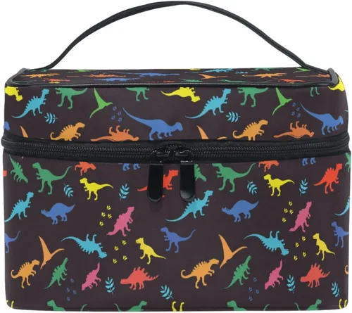 Miniatura 23 de Bolsa de maquillaje, bolsa organizadora de maquillaje de viaje con estampado de leopardo rosa, neceser para niñas, mujeres y mujeres, Geométrico 115