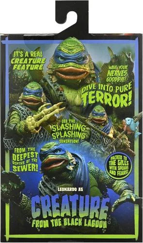 Miniatura 2 de Universal Monsters/Teenage Mutant Ninja Turtles - Figura de acción a escala de 7 pulgadas - Leonardo como la criatura