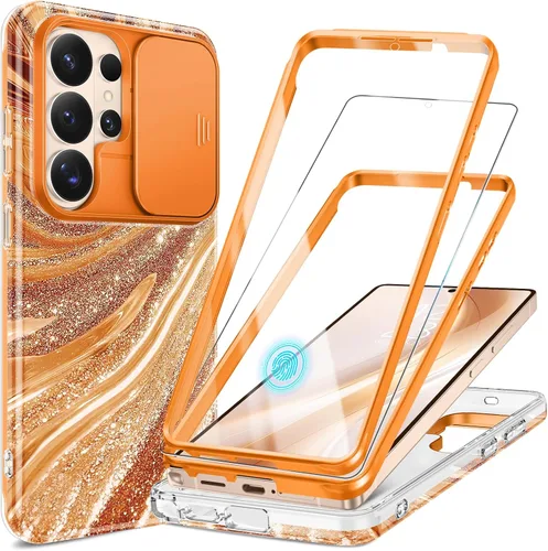 Miniatura 19 de GVIEWIN para Samsung Galaxy S23 Ultra Funda con cubierta deslizante para cámara, [Protector de pantalla incorporado] [2 Marcos frontales] Funda