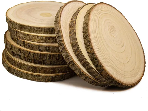 Miniatura 11 de 10 piezas de rodajas de madera para centros de mesa de 5.5-6.5 pulgadas, círculos de madera para decoración de mesas, círculos de madera rústica