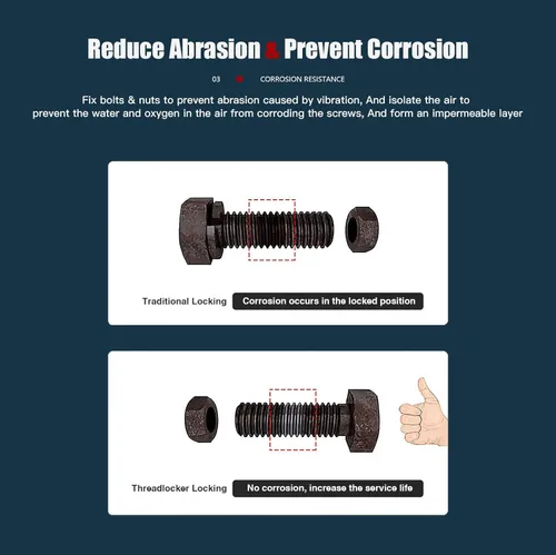 Miniatura 6 de ESKONKE Sellador de Roscas Púrpura 222 - Sellador de Roscas Extraíble de Metal para Tuercas, Pernos, Tornillos y Compuesto de Tornillos para Evitar