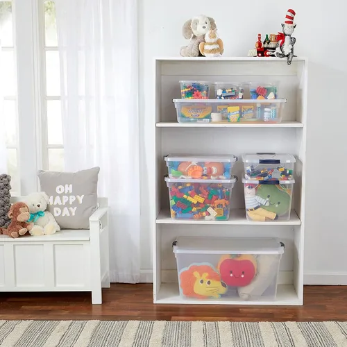 Miniatura 6 de Rubbermaid Cleverstore Clear Dorm Variety 16-Pack, Hecho en EE. UU., Contenedores de almacenamiento grandes transparentes apilables con tapas