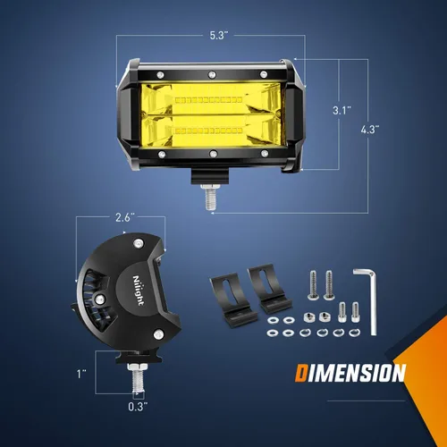 Miniatura 3 de Nilight - Barra de luz LED ZH304, 2 unidades, 5 pulgadas, 72 W, 10800 lúmenes, luz amarilla de inundación, luces todoterreno con kit de arnés