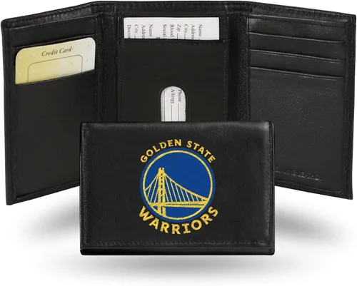 Miniatura 8 de NBA - Cartera de piel auténtica bordada de tres pliegues de 3.25 x 4.25 pulgadas, delgada por Rico Industries