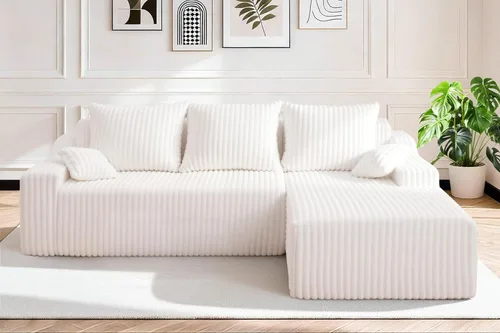 Miniatura 40 de HABUTWAY Sofá modular modular de 101 pulgadas con asiento profundo, moderno sofá convertible en forma de L, sofá tapizado con diván para sala