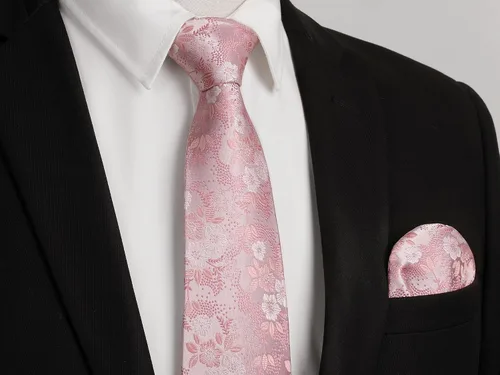 Miniatura 133 de Corbatas florales tejidas clásicas para hombre, corbata cuadrada de bolsillo, corbatas formales para hombres, boda con pañuelo