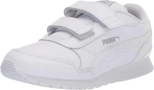 PUMA - Tenis deportivos Carson 2 unisex con malla metálica y velcro, color negro y dorado, talla 4 para niños pequeños