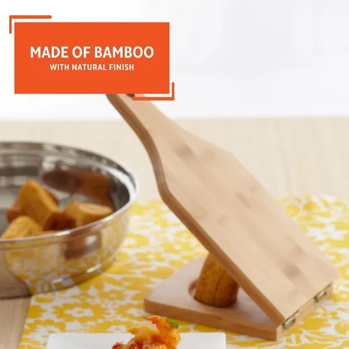 Miniatura 3 de IMUSA BAM-10007 Jumbo Tostonera, Natural - Pataconera de bambú, prensa de plátano, máquina para hacer tortillas y quesadillas, prensa de masa
