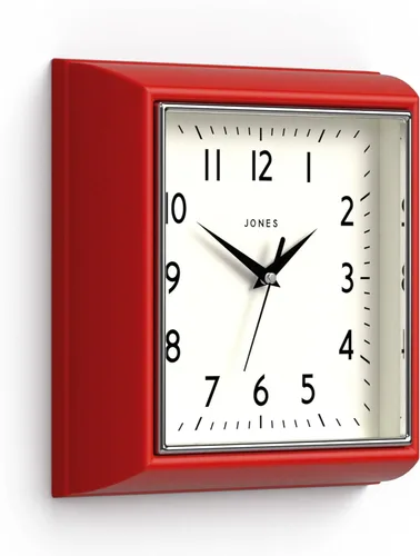 Miniatura 8 de JONES CLOCKS® Reloj de pared mostaza Reloj retro cuadrado 10 pulgadas Negro Números fáciles de leer Perfecto para cocina u oficina