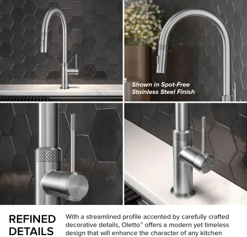 Miniatura 8 de KRAUS Oletto - Grifo de cocina moderno industrial con una sola manija extraíble de acero inoxidable libre de manchas, KPF-2654SFS Acero inoxidable