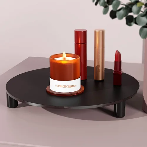 Elevador acrílico negro para exhibiciones, soporte de pedestal redondo de 7 pulgadas para decoración de encimera de cocina y baño, soporte moderno