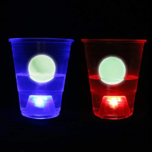 Miniatura 2 de Ahuimeius The Dark Beer Pong - Juego de vasos de cerveza LED con bolas que brillan en la oscuridad, 22 tazas, 22 luces LED (11 rojas, 11 azules), 6