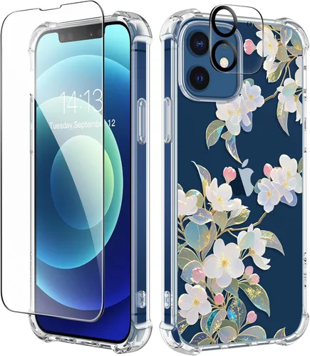 Miniatura 86 de GVIEWIN - Funda floral para iPhone 14 de 6.1 pulgadas, protector de pantalla + protector de lente de cámara, no se amarillenta, a prueba de golpes