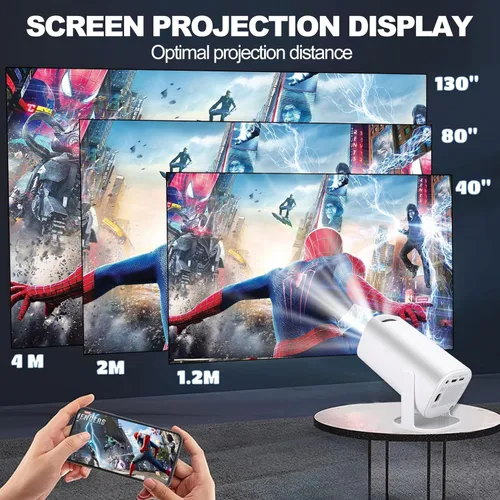 Miniatura 4 de Mini proyector con WiFi6 y Bluetooth, proyector portátil de películas para el hogar inteligente 4K 1080P, proyector inteligente giratorio de 180°