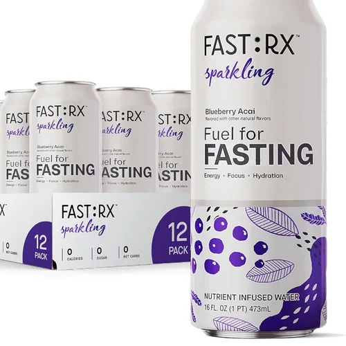 Miniatura 9 de FAST:RX Bebida de electrolitos en ayunas, hidratación sin azúcar, cero calorías, con vitaminas y minerales, ayuno intermitente y ceto, limón