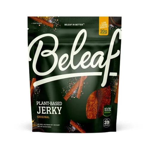 Miniatura 11 de Beleaf Jerky a base de plantas de jalapeño: aperitivo alto en proteínas, cecina vegana saludable y sabrosa para energía sobre la marcha, sabrosa