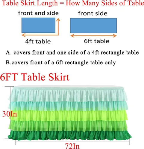 Miniatura 5 de Mantel verde hierba, falda de mesa tutú hawaiana para mesa rectangular de 6 pies, fiesta tropical hawaiana, baby shower, fiesta de cumpleaños