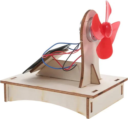 Miniatura 8 de Ventilador de casa 3 juegos de ventilador para el hogar, ventilador de madera de madera, modelo solar solar de ciencia educativa edificio ensamblar