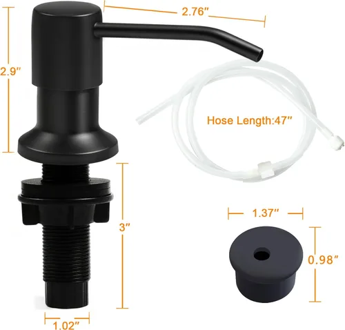 Miniatura 6 de Dispensador de jabón para fregadero de cocina, bomba dispensadora de jabón para debajo del fregadero, buena ventosa, tubo de extensión de 47 Negro