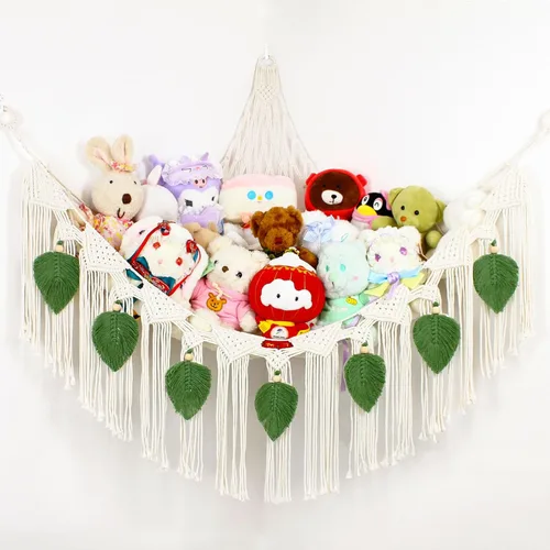 Miniatura 9 de Hamaca de animales de peluche, red de peluche en la esquina para almacenamiento de animales de peluche, red montada en la pared, organizador de Azul