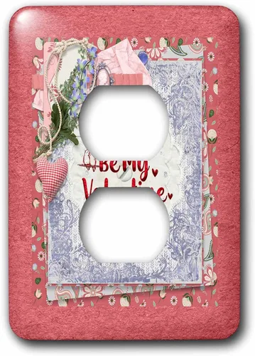 3dRose Image of Lovely Cameo, Heart, Love Birds, Lace, Flora, Happy Valentine 2 plug outlet cover