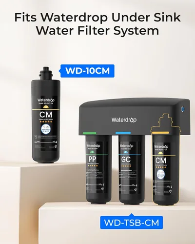 Miniatura 2 de Waterdrop WD-10CM - Filtro de agua de repuesto para Waterdrop TSB-CM Sistema de filtro de agua de 3 etapas debajo del fregadero, sistema de Satén