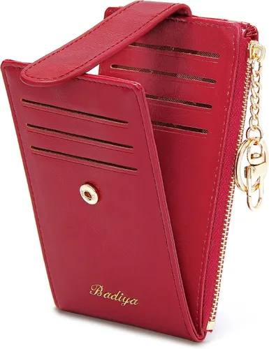 Miniatura 26 de Badiya Tarjetero para mujeres con RFID, carteras delgadas, plegables, tarjetero multifuncional, monedero