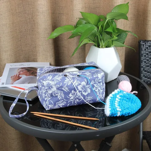 Miniatura 7 de Luxja Bolsa de almacenamiento de hilo pequeña, bolsa de punto portátil para madejas de hilo, ganchos de ganchillo, agujas de tejer